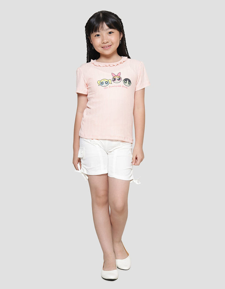 Character The Powerpuff Girls Texture Ruffle Collar Girls T-shirt