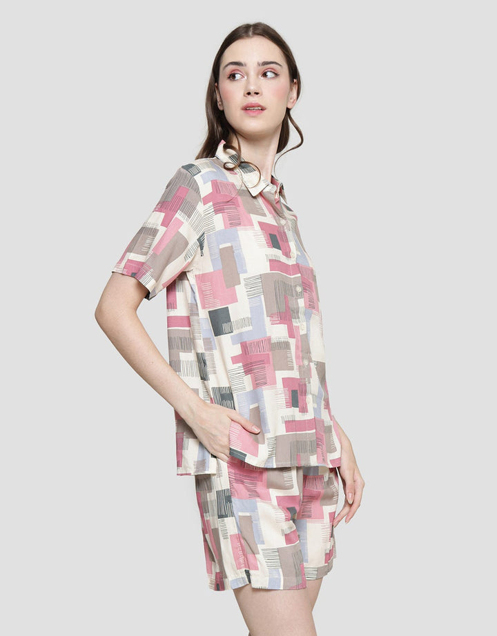 Nevada Block Line Baju Tidur Set Wanita