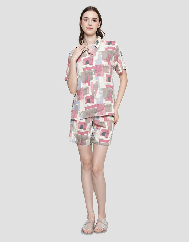 Nevada Block Line Baju Tidur Set Wanita