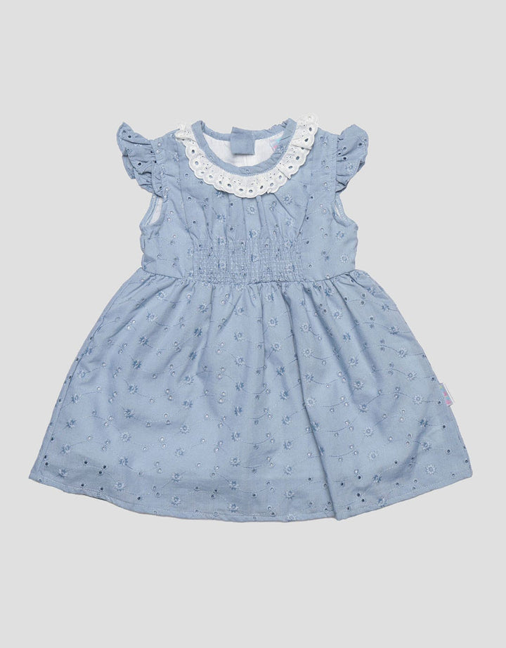 Pipiniko Short Sleeve Midi Dress Smock Embroiedery Anak Perempuan