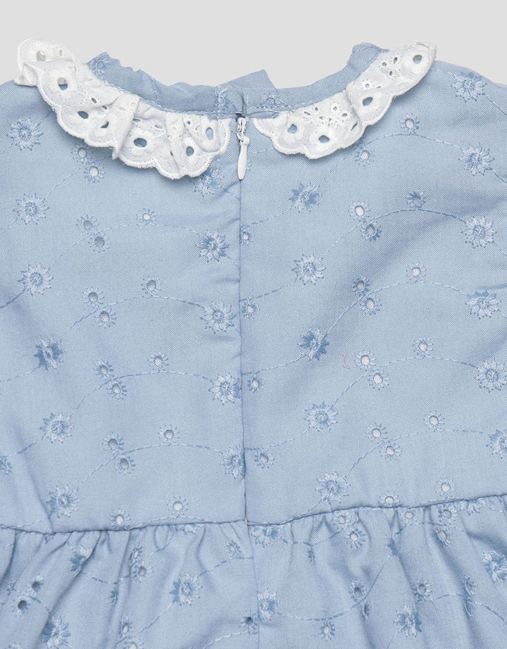 Pipiniko Short Sleeve Midi Dress Smock Embroiedery Anak Perempuan