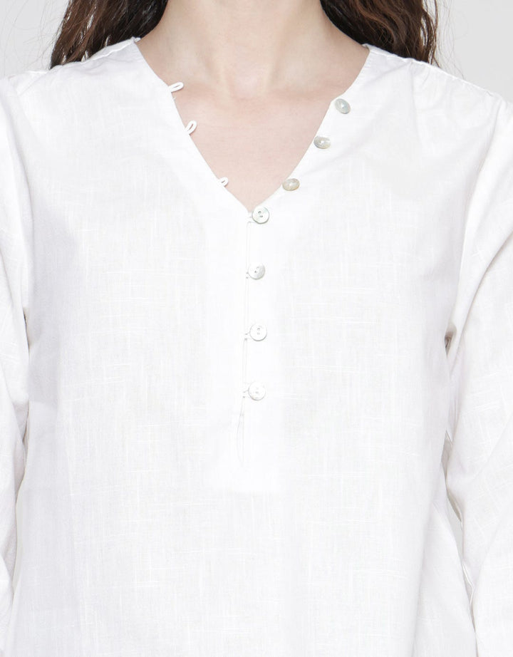 Connexion Cross Fire Shell Buttons Blouse Lengan Panjang Wanita