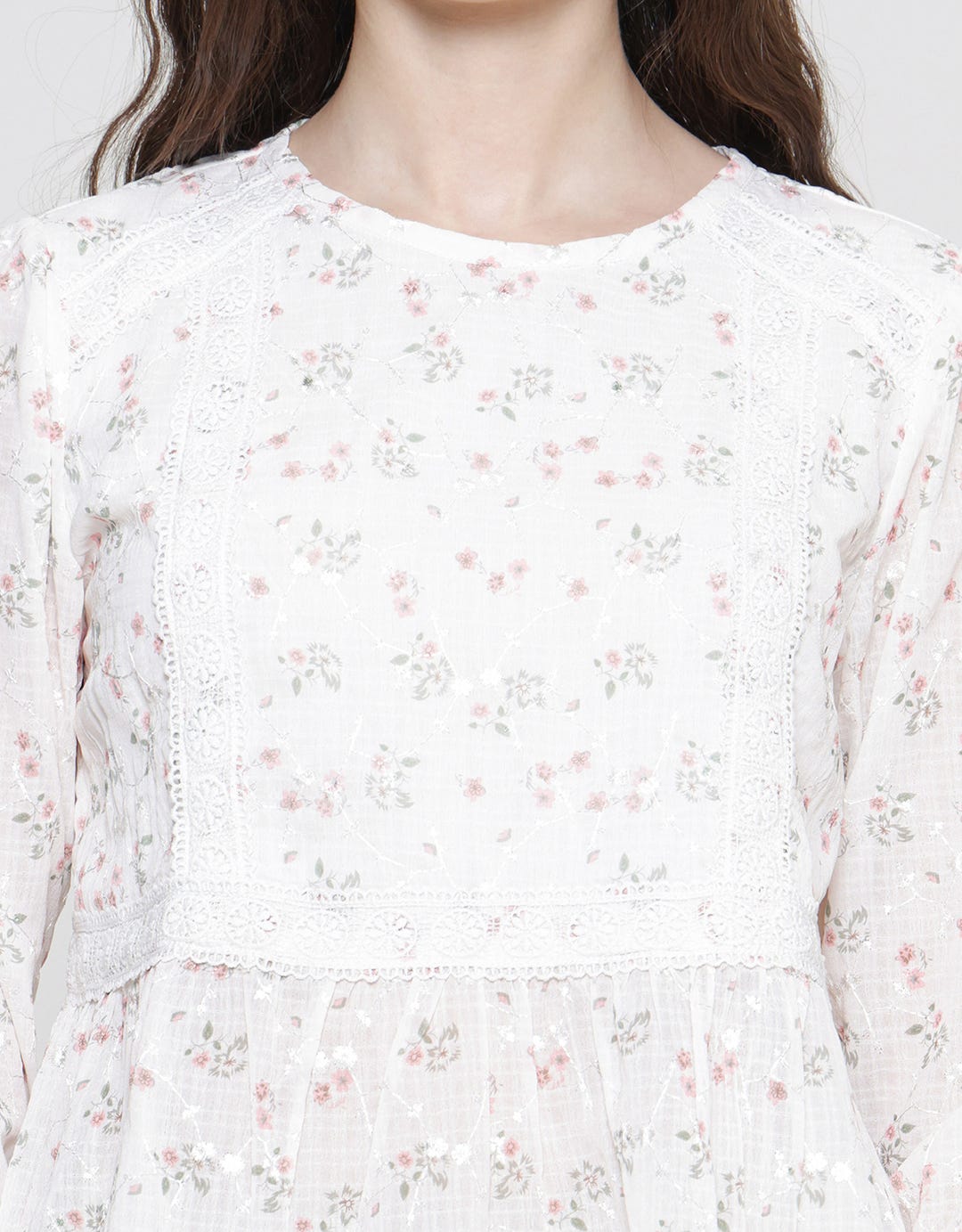 Connexion Flower Lace Plum Blouse Wanita