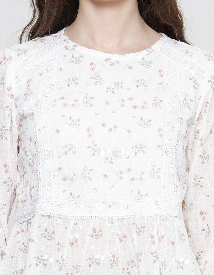 Connexion Flower Lace Plum Blouse Wanita