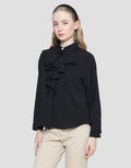 Connexion Poly Crinkle Ruffle Kemeja Lengan Panjang Wanita