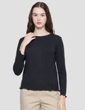 Connexion Rib Texture Kaos Lengan Panjang Wanita