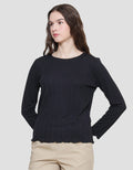 Connexion Rib Texture Kaos Lengan Panjang Wanita