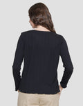 Connexion Rib Texture Kaos Lengan Panjang Wanita