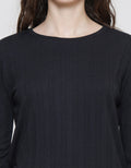 Connexion Rib Texture Kaos Lengan Panjang Wanita