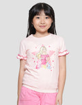 Character Barbie Star Ruffle Sleeve Short Sleeve T-shirt for Girls