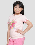Character Barbie Star Ruffle Sleeve Short Sleeve T-shirt for Girls