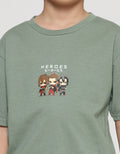 Nevada Print Triple Cute Heroes Anime Kaos Lengan Pendek Anak Laki-Laki