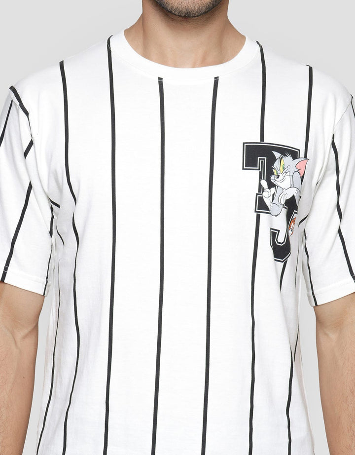 Nevada Aop Stripe Tom And Jerry Kaos Lengan Pendek Pria