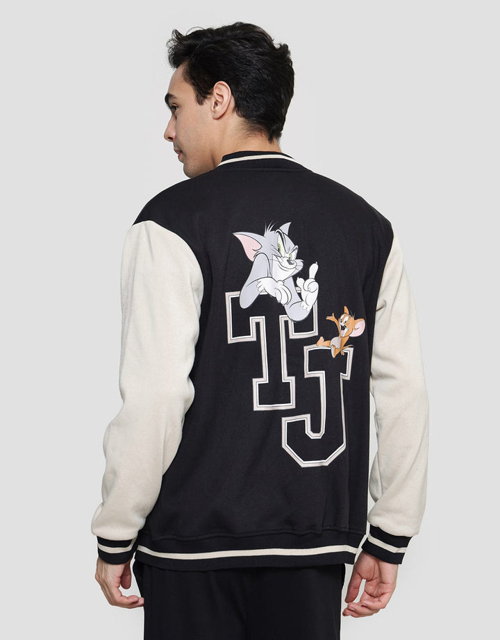 Nevada Knit Varsity Tom And Jerry Back Print Jaket Pria