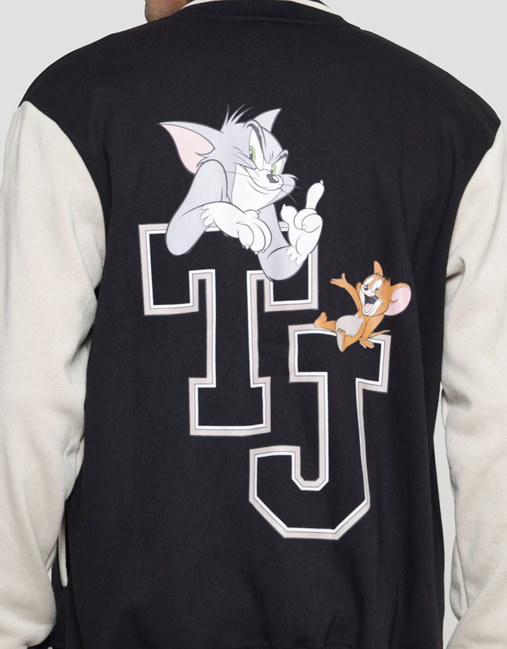 Nevada Knit Varsity Tom And Jerry Back Print Jaket Pria
