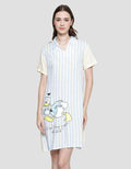 Disney Donald Stripe Print Dress Tidur Wanita