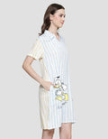 Disney Donald Stripe Print Dress Tidur Wanita
