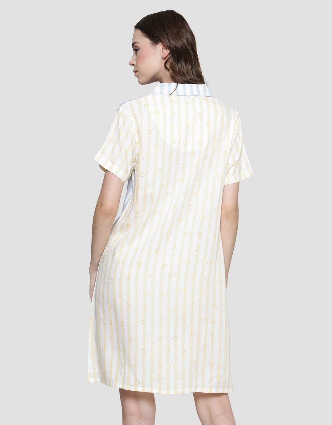 Disney Donald Stripe Print Dress Tidur Wanita