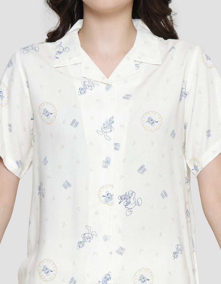 Disney Donald Outline Rayon Piyama Set Wanita