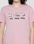 Nevada Eat Sleep Sleep Print Kaos Lengan Pendek Wanita