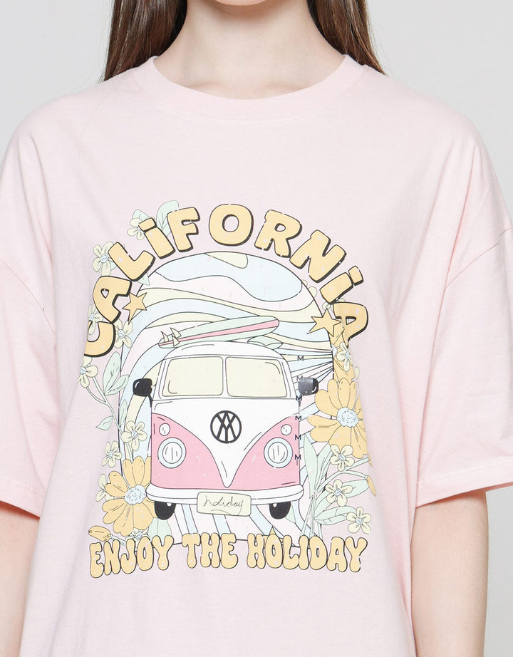 Nevada California Oversize Kaos Lengan Pendek Wanita