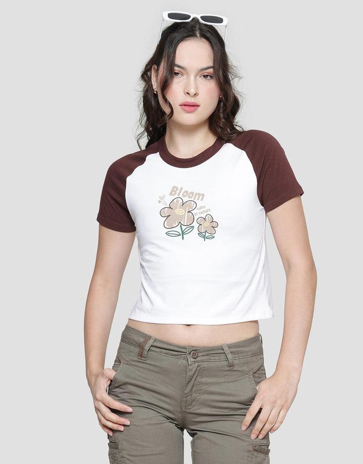 Nevada Bloom Print Kaos Lengan Pendek Wanita