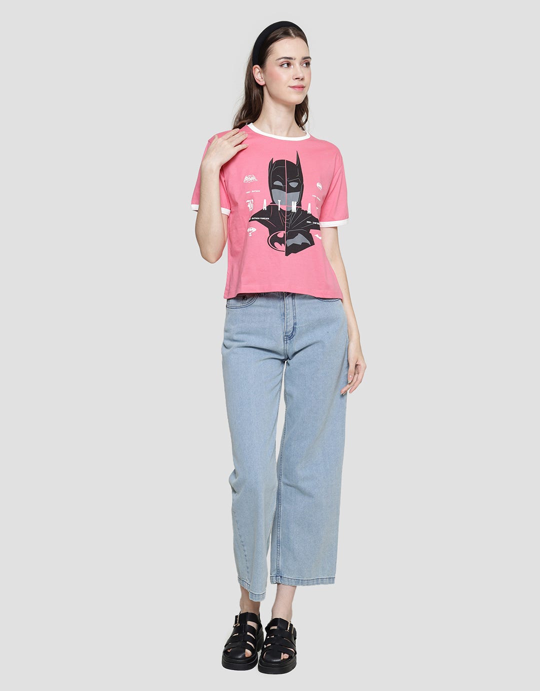 Nevada Boxy Ringer Print Batman Kaos Wanita