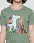 Little M Dino Mountain Print T-Shirt for Boys