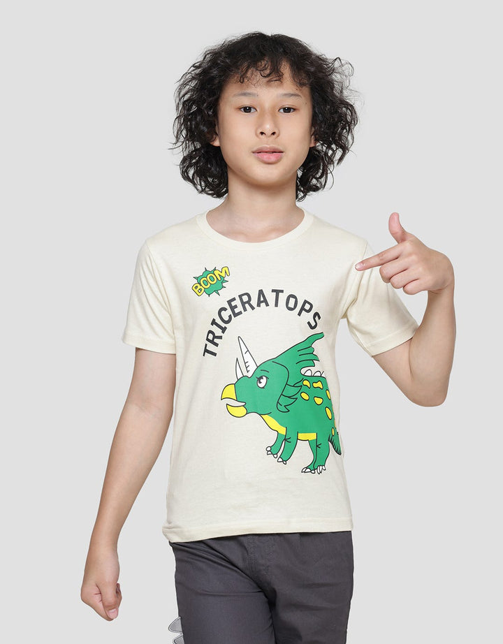 Little M Triceratops Boys Short Sleeve T-Shirt