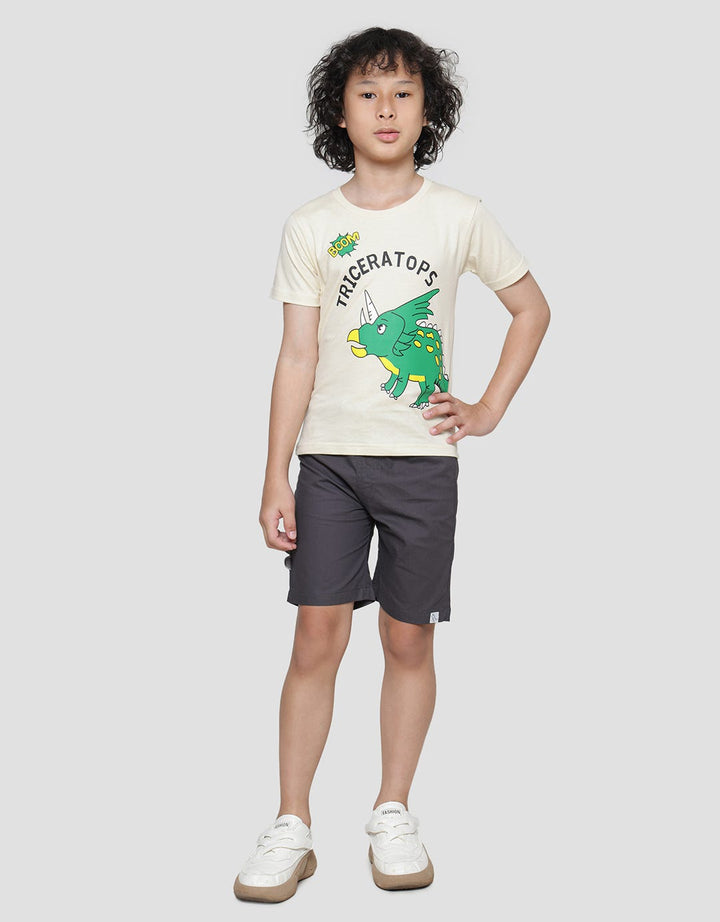 Little M Triceratops Boys Short Sleeve T-Shirt
