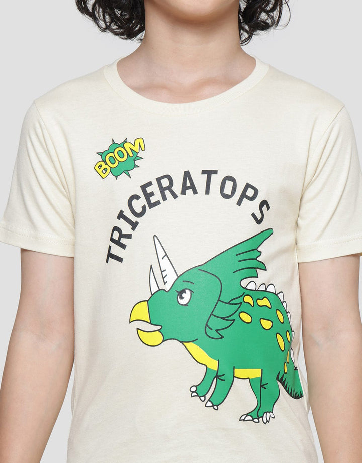 Little M Triceratops Boys Short Sleeve T-Shirt