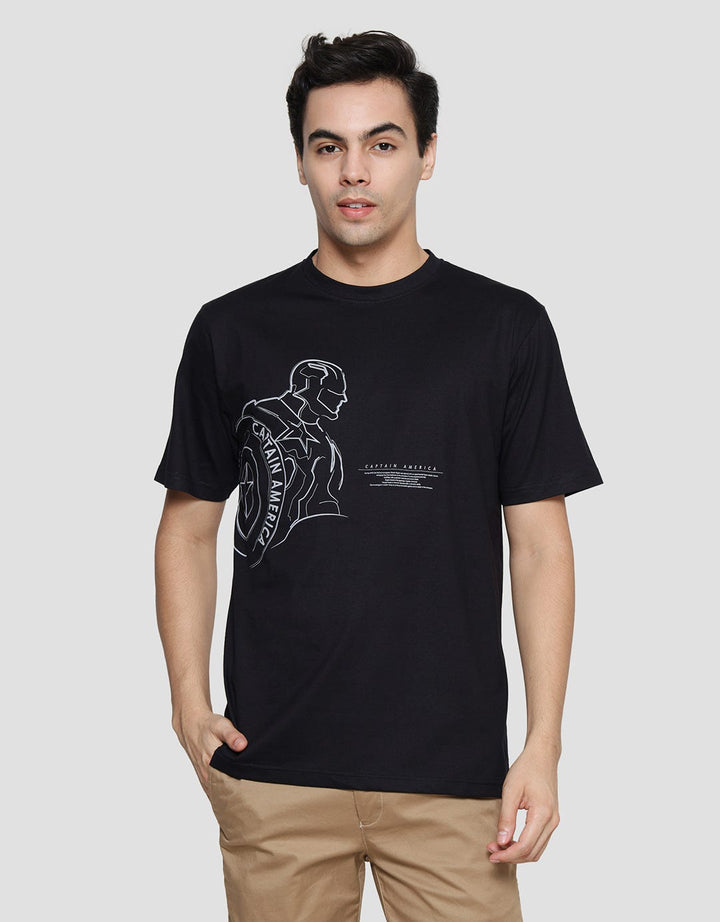 Marvel Captain America With Shield Outline Kaos Lengan Pendek Pria