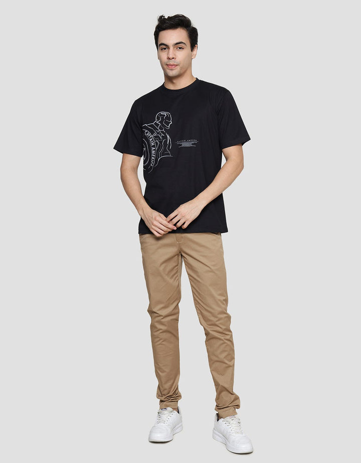 Marvel Captain America With Shield Outline Kaos Lengan Pendek Pria