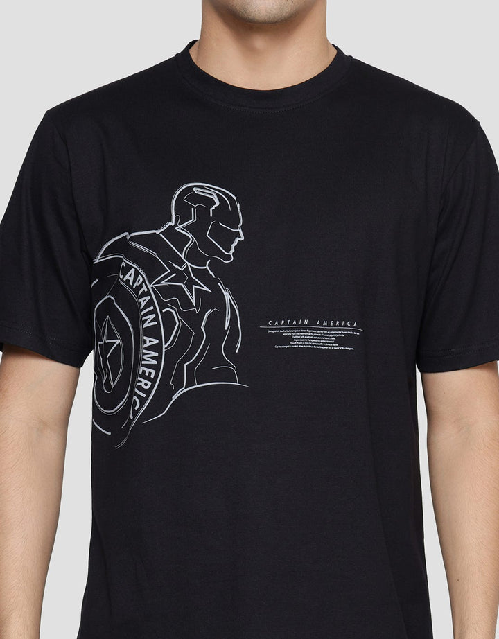 Marvel Captain America With Shield Outline Kaos Lengan Pendek Pria