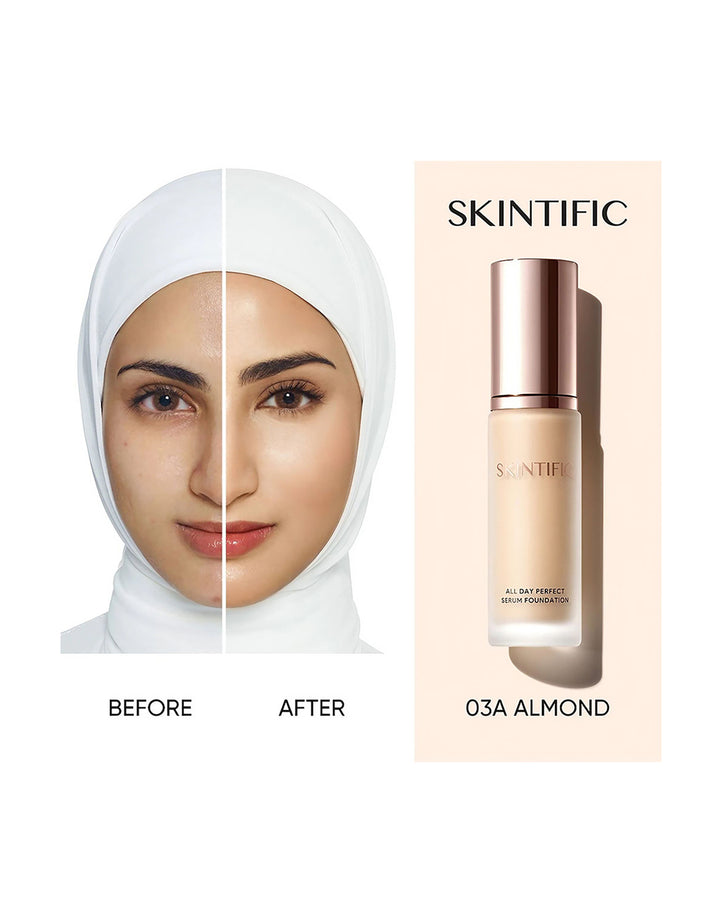 Skintific All Day Perfect Soft Matte Serum Foundation 03A Almond