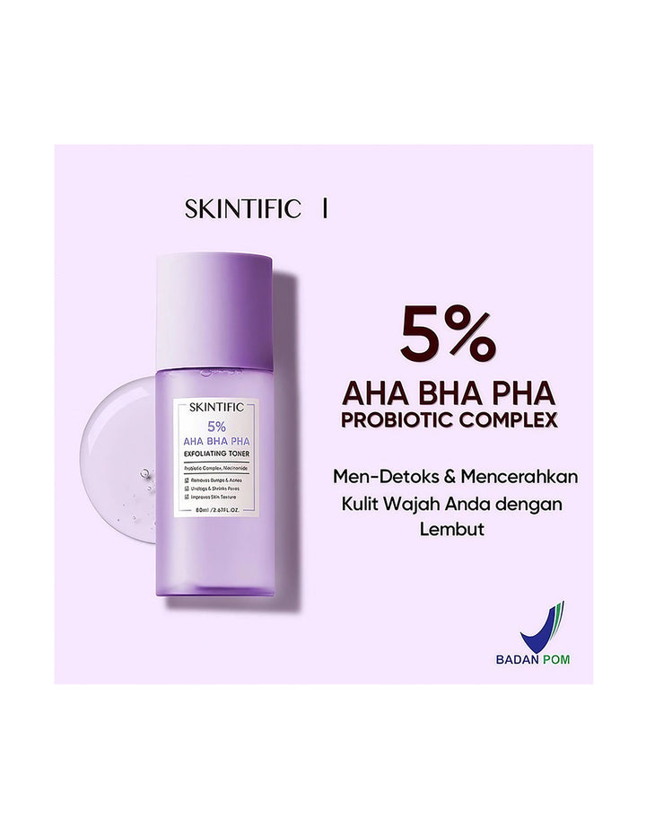 Skintific 5% AHA BHA PHA Exfoliating Toner - 80ml