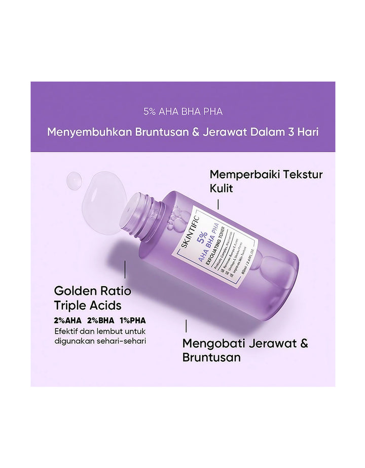 Skintific 5% AHA BHA PHA Exfoliating Toner - 80ml