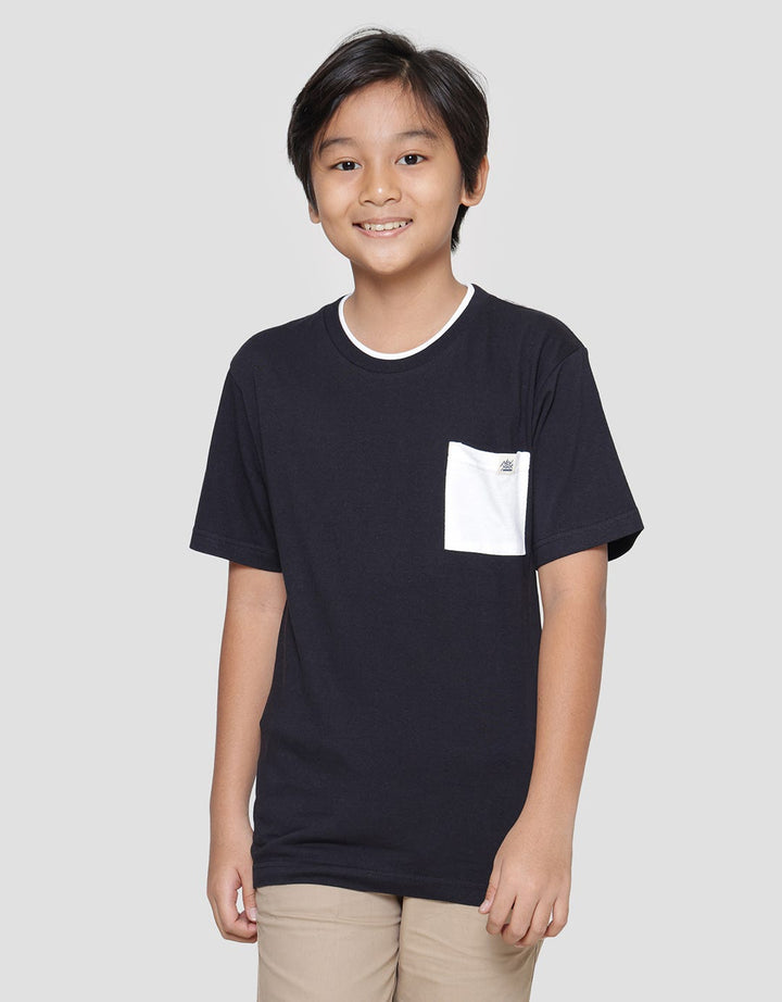 Nevada  Solid Double Rib Kantong Putih Kaos Anak Laki-Laki