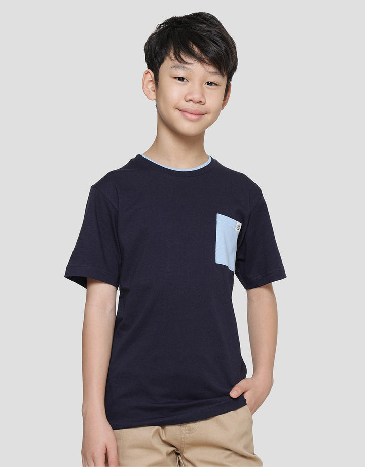 Nevada  Solid Double Rib Kantong Putih Kaos Anak Laki-Laki
