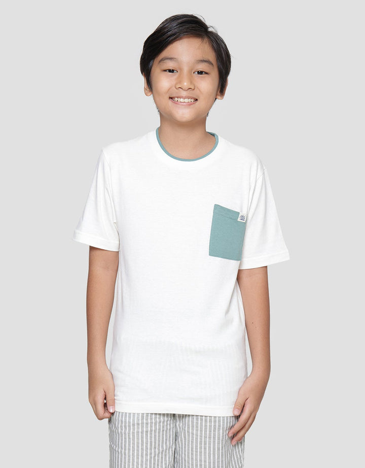 Nevada  Solid Double Rib Kantong Putih Kaos Anak Laki-Laki