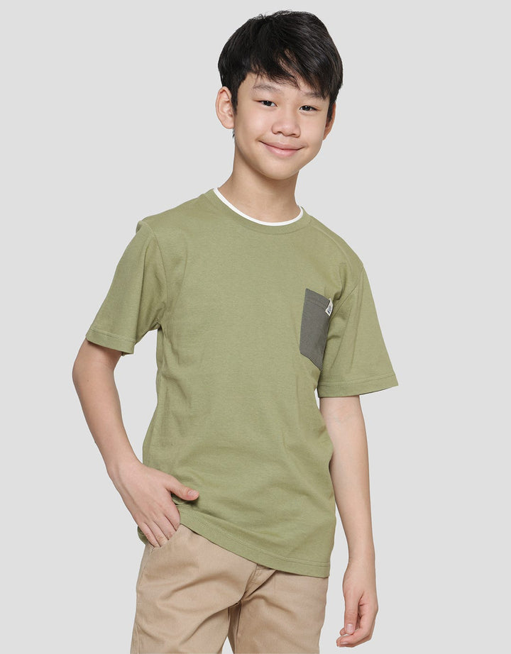 Nevada  Solid Double Rib Kantong Putih Kaos Anak Laki-Laki
