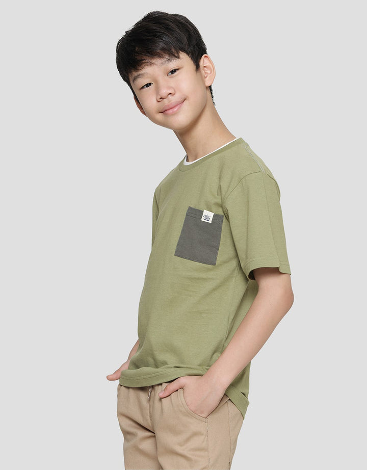 Nevada  Solid Double Rib Kantong Putih Kaos Anak Laki-Laki