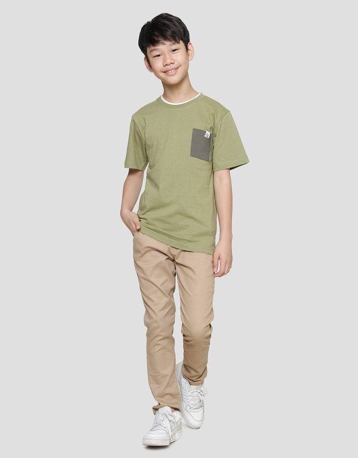 Nevada  Solid Double Rib Kantong Putih Kaos Anak Laki-Laki