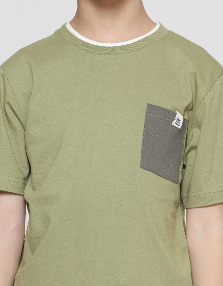 Nevada  Solid Double Rib Kantong Putih Kaos Anak Laki-Laki