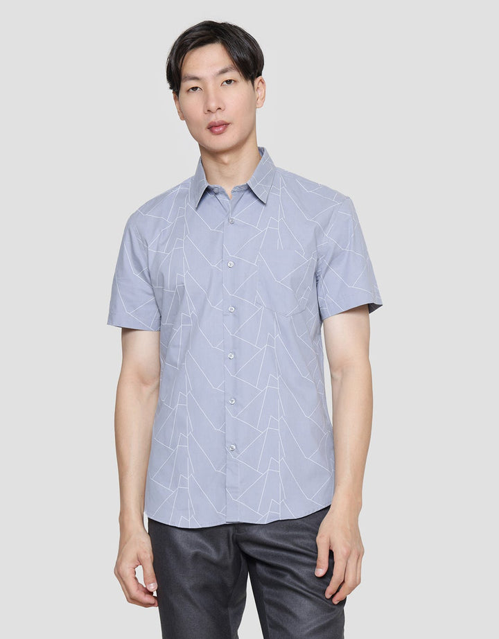 Stanley Adams Prints Slim Fit Kemeja Lengan Pendek Pria