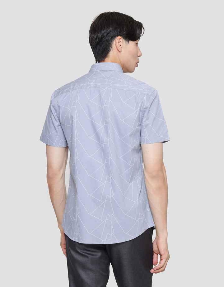 Stanley Adams Prints Slim Fit Kemeja Lengan Pendek Pria