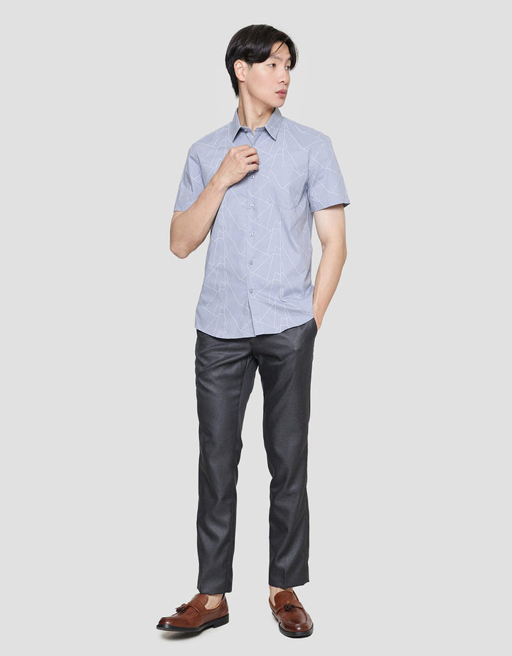 Stanley Adams Prints Slim Fit Kemeja Lengan Pendek Pria