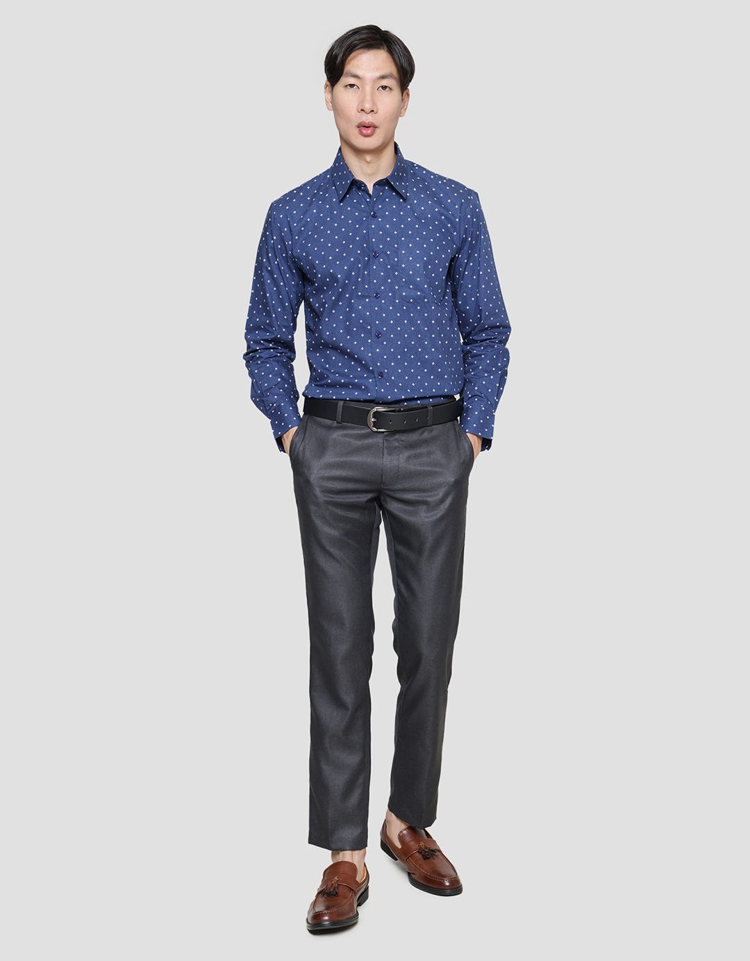 Stanley Adams Print Slim Fit Men's Long Sleeve Shirt