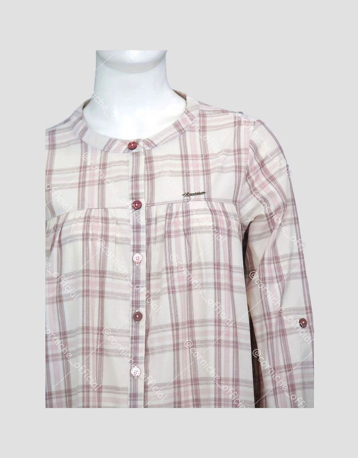 Corniche Gamis Gaun Kotak-Kotak Elegan Untuk Wanita