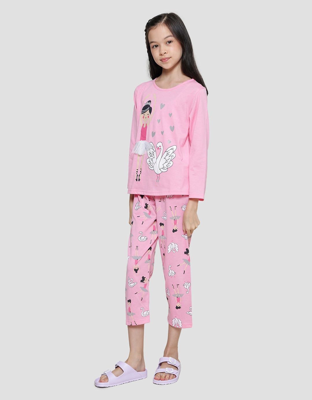 Kidz Too Ballerina &amp; Swan Girls Pajamas Set